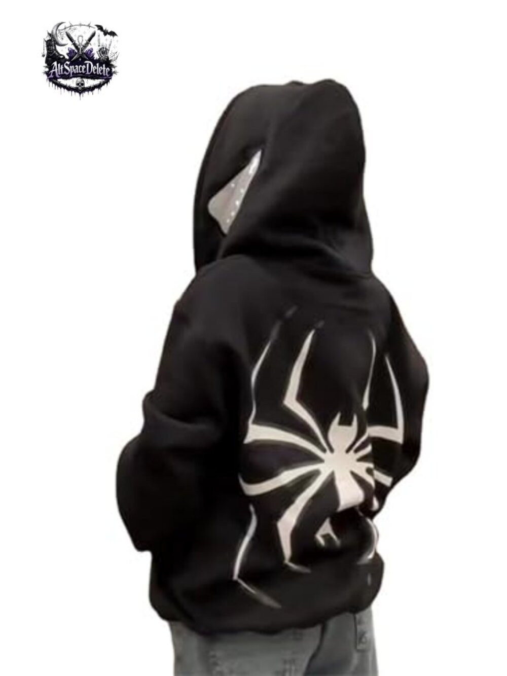 Zip Up Hoodie Oversized Y2K Spider Graphic Streetwear Sweatshirt